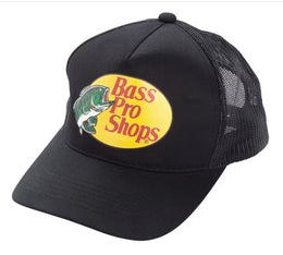 Bass Pro Shops mesh trucker cap black variant front