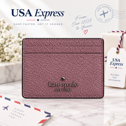 Kate Spade New York Dusty Mauve pebbled leather card holder front
