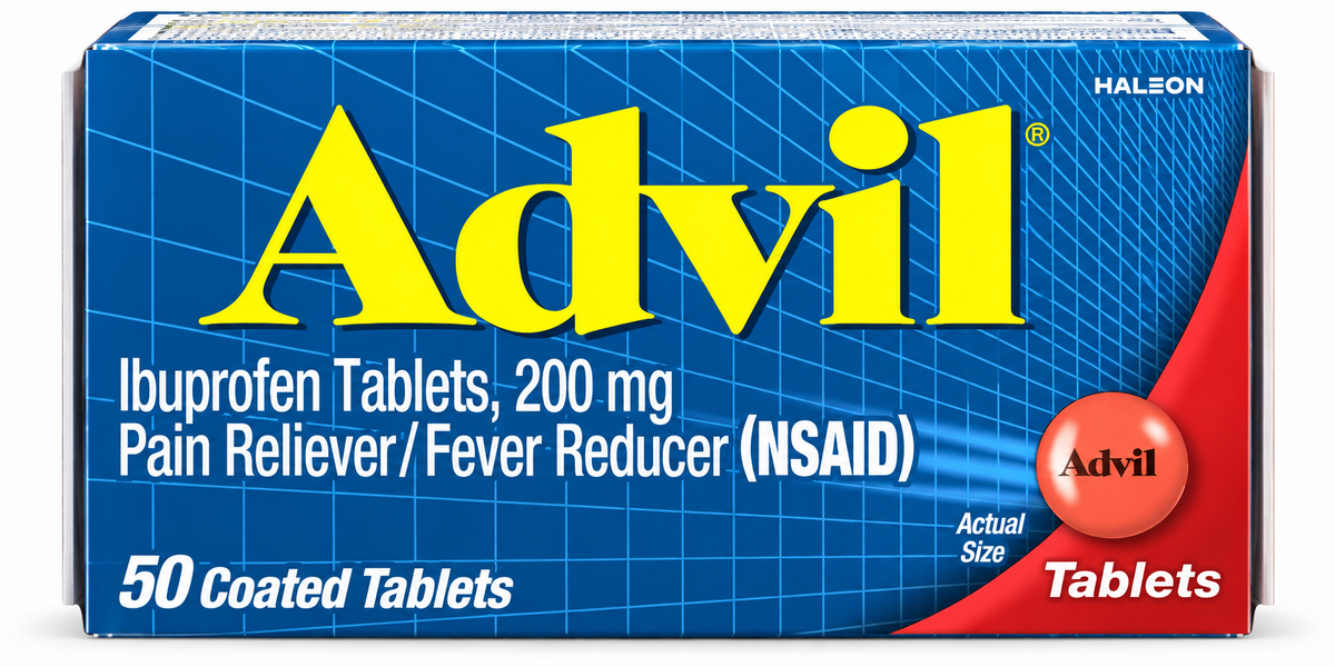 Advil Ibuprofen 200 mg Pain Reliever Fever Reducer 50 coated tablets