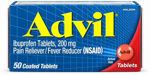 Advil Ibuprofen 200 mg Pain Reliever Fever Reducer 50 coated tablets
