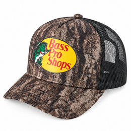 Bass Pro Shops Mesh Trucker Cap Camo Dark Bark front