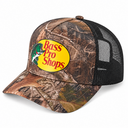 Bass Pro Shops Mesh Trucker Cap Camo Woodland front