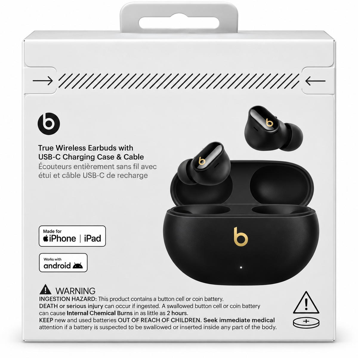 Beats Studio Buds Plus Black and Gold sealed retail box back