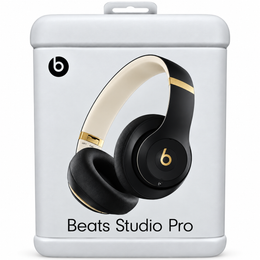 Beats Studio Pro Black and Gold sealed retail box front