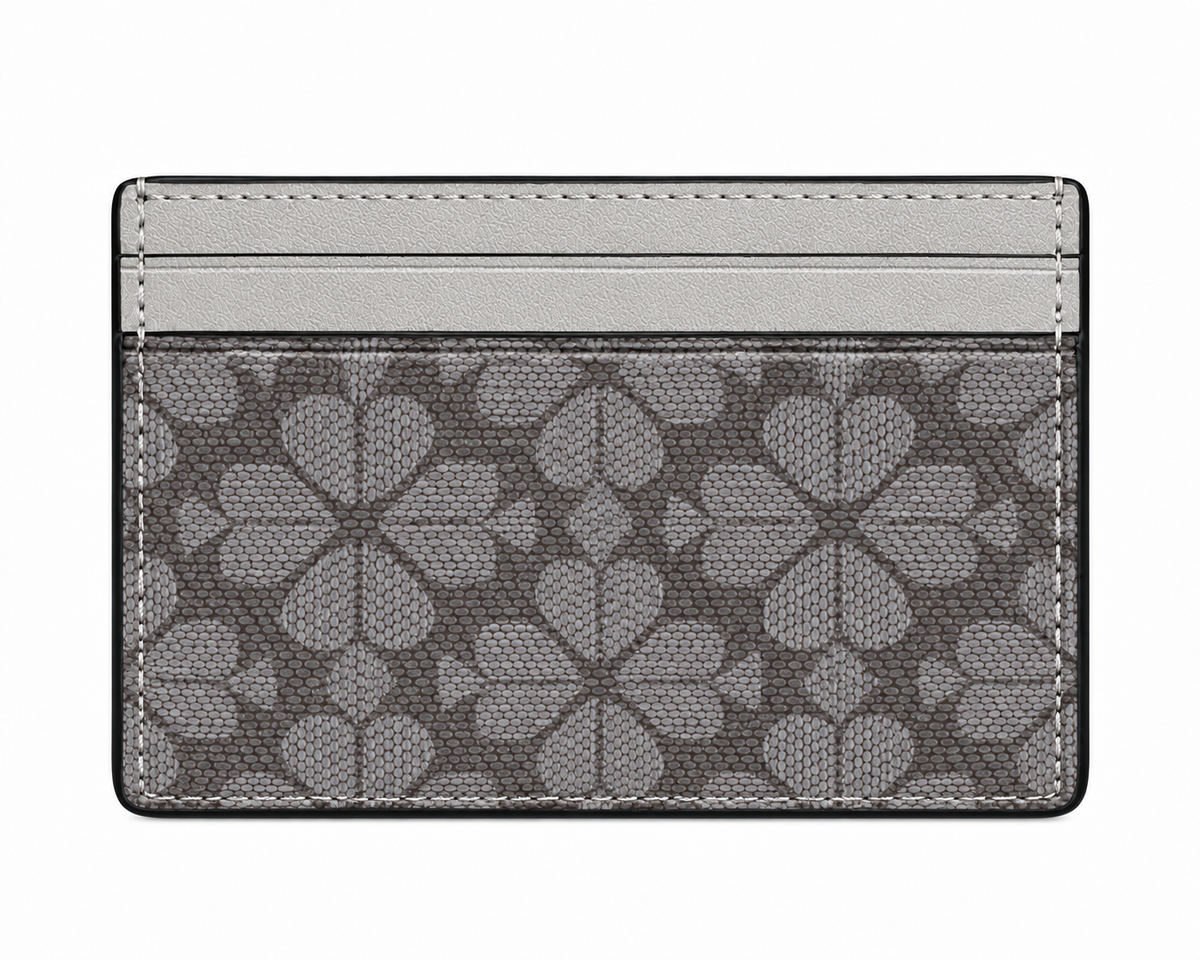 Kate Spade New York gray monogram card holder back