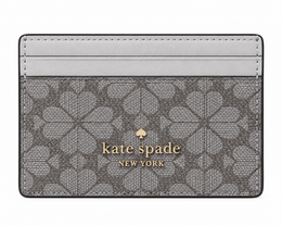 Kate Spade New York gray monogram card holder front