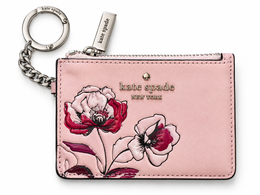 Kate Spade New York Inked Floral key ring card holder in Rose Smoke front