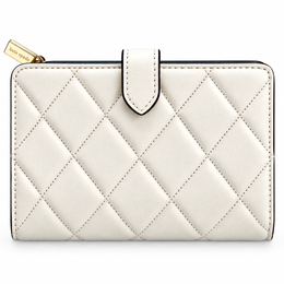 Kate Spade New York KN753 smooth quilted medium compact bifold wallet in Meringue back