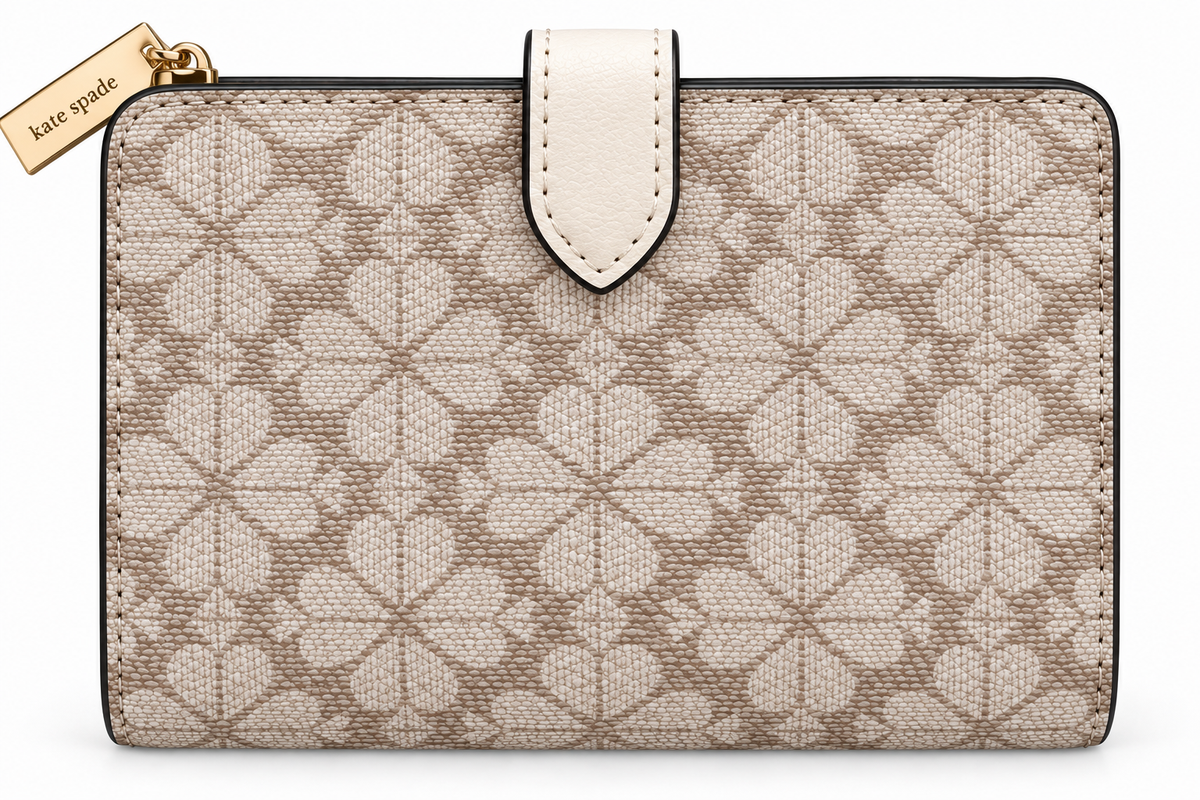 Kate Spade New York KN756 Spade Flower medium compact bifold wallet in Dark Beige back