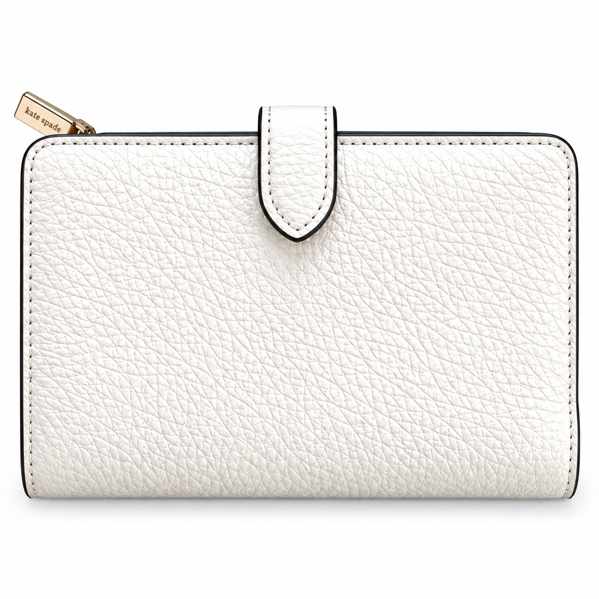 Kate Spade New York pebbled leather medium compact bifold wallet in Meringue back