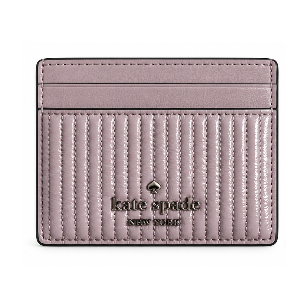 Kate Spade New York pink quilted card holder front