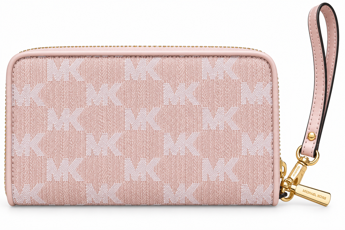 Michael Kors Jet Set Travel large flat phone case in Powder Blush back