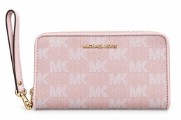 Michael Kors Jet Set Travel large flat phone case in Powder Blush front