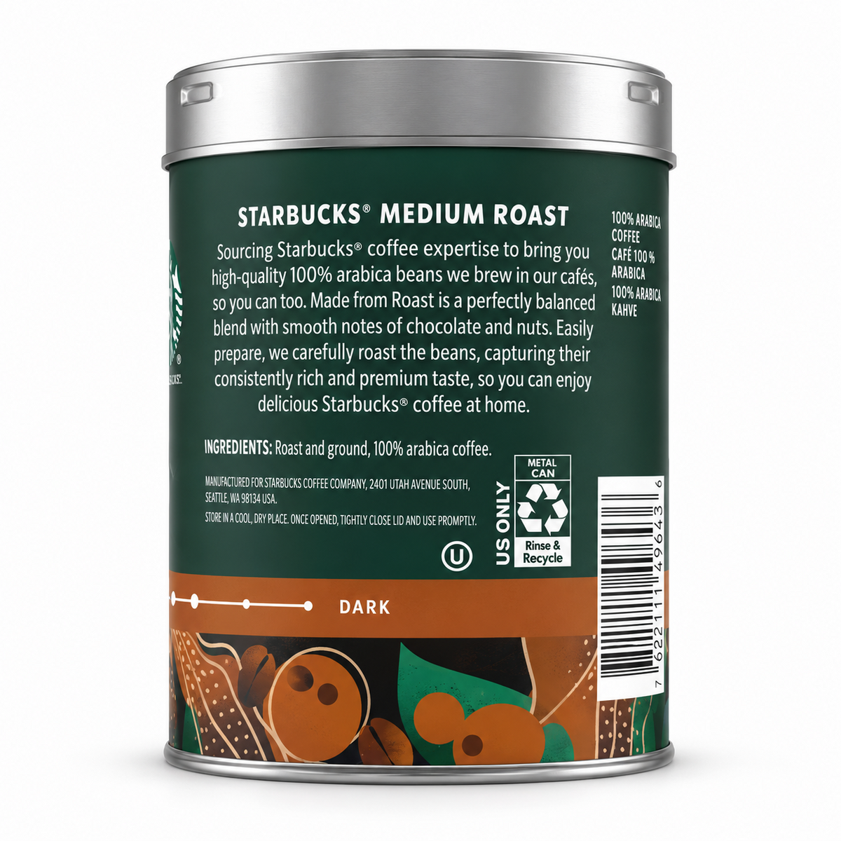 Starbucks Premium Instant Medium Roast coffee 3.17 oz back