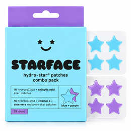 Starface Hydro-Star blue and purple combo pack with salicylic acid and recovery star patches