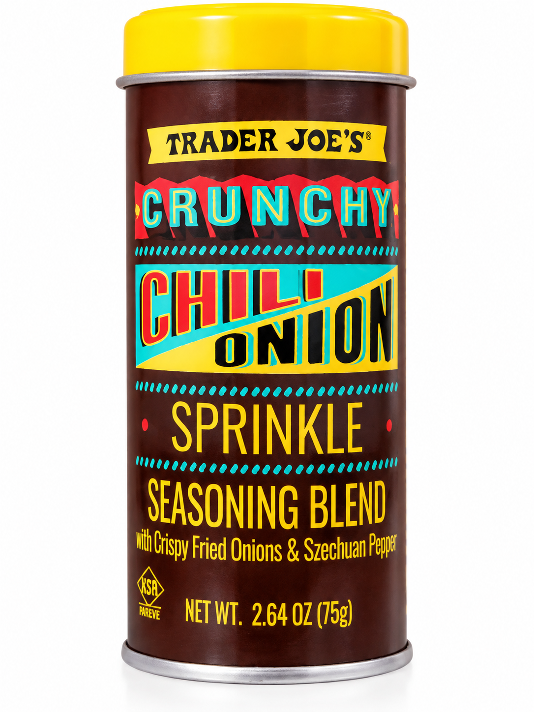 Trader Joe's Crunchy Chili Onion Sprinkle Seasoning Blend with crispy fried onions and Szechuan pepper 2.64 oz tin