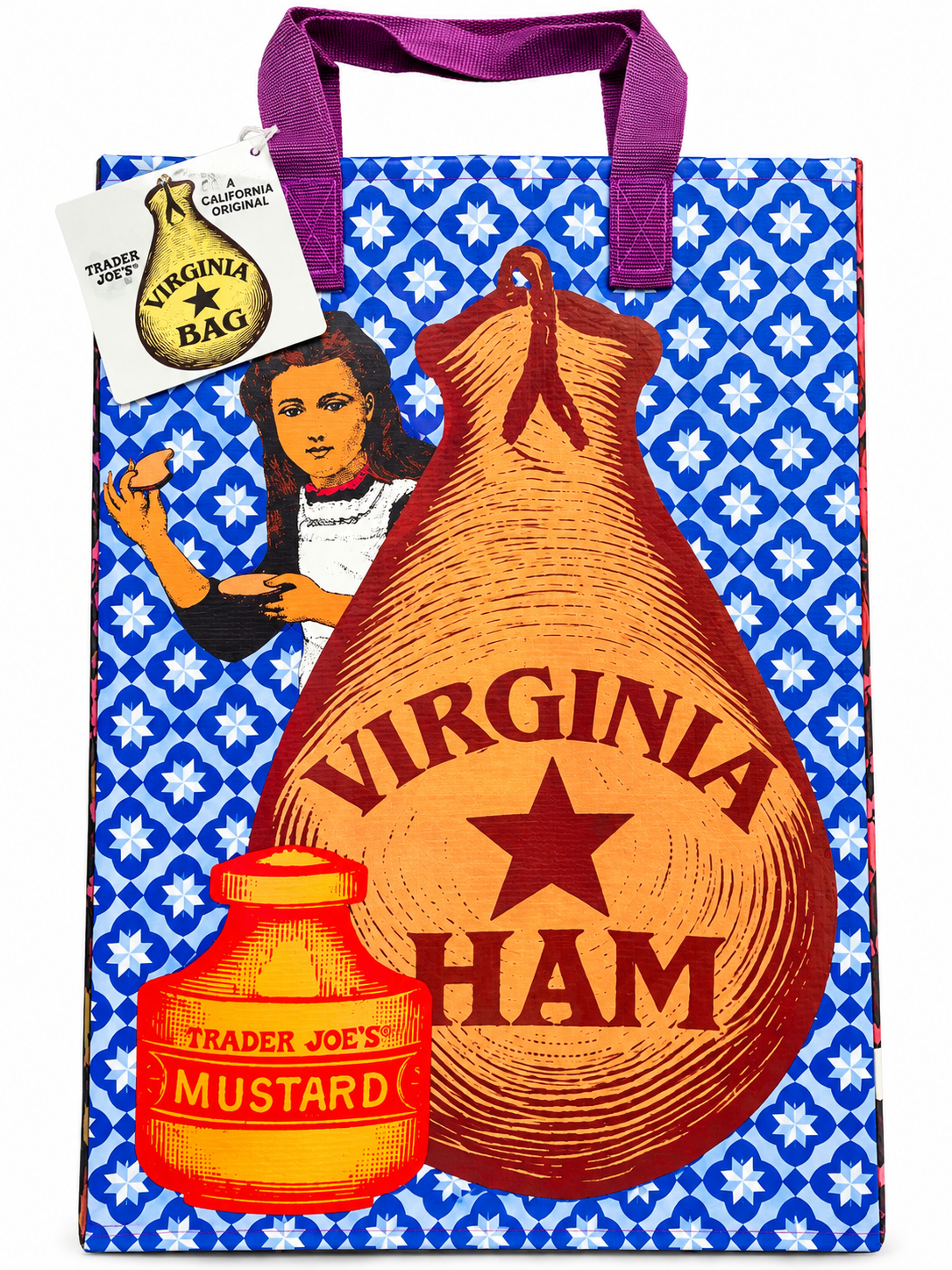 Trader Joe's Virginia reusable shopping bag Virginia Ham side